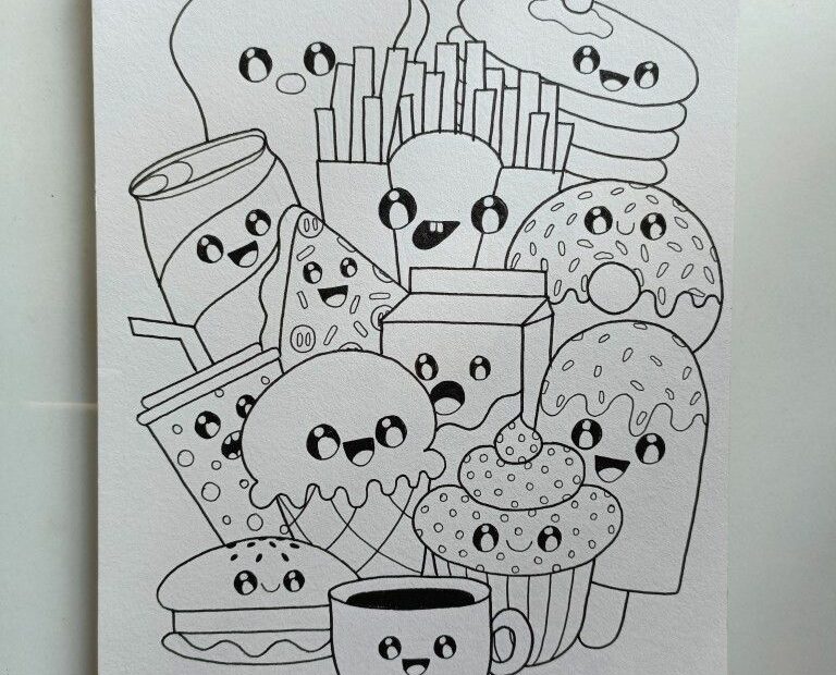 Cute Food Doodle | Cute Doodles Drawings, Doodle Art, Book Art