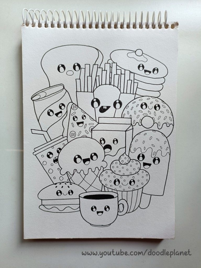 Cute Food Doodle | Cute Doodles Drawings, Doodle Art, Book Art