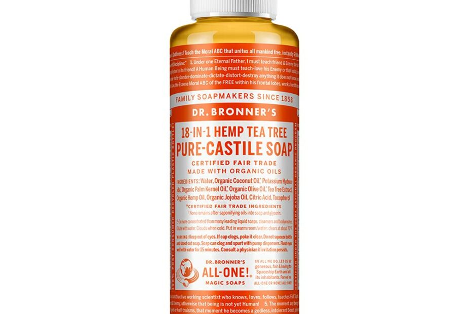 Amazon.Com : Dr. Bronner'S - Pure-Castile Liquid Soap (Tea Tree, 4 Ounce) -  Made With Organic Oils, 18-In-1 Uses: Acne-Prone Skin, Dandruff, Laundry,  Pets And Dishes, Concentrated, Vegan, Non-Gmo : Beauty &