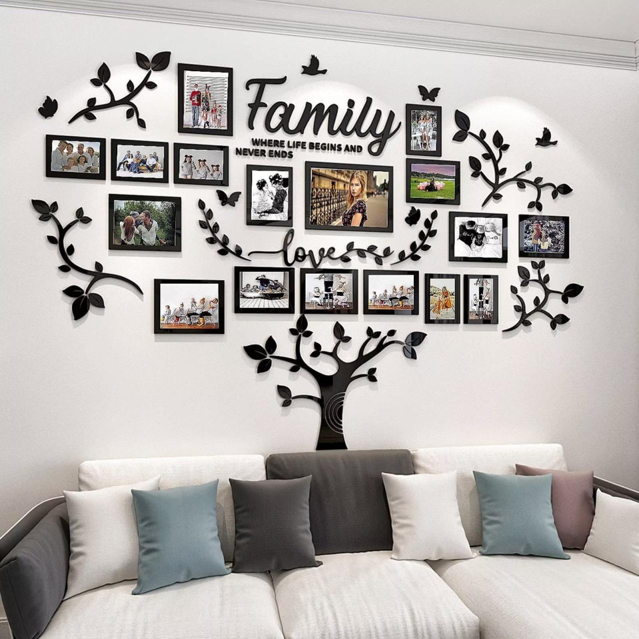 Diy Wall Decor Living Room Family Tree Wall Decor Sticker Tree Wall Decals  3D Picture Frames Collage Wall Decor Living Room Wall Decor Collage Picture  Frames For Wall Sticker Decal - Amazon.Com