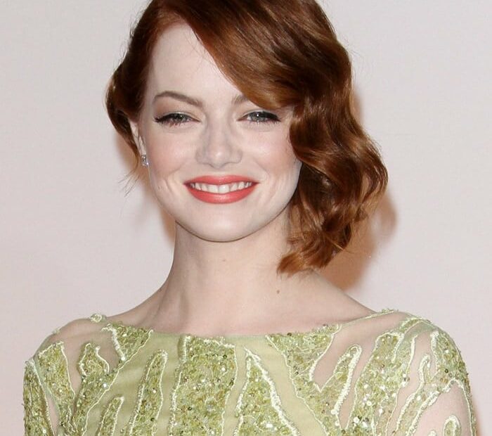 Emma Stone'S Green Dress With Illusion Detailing And Chartreuse Beading