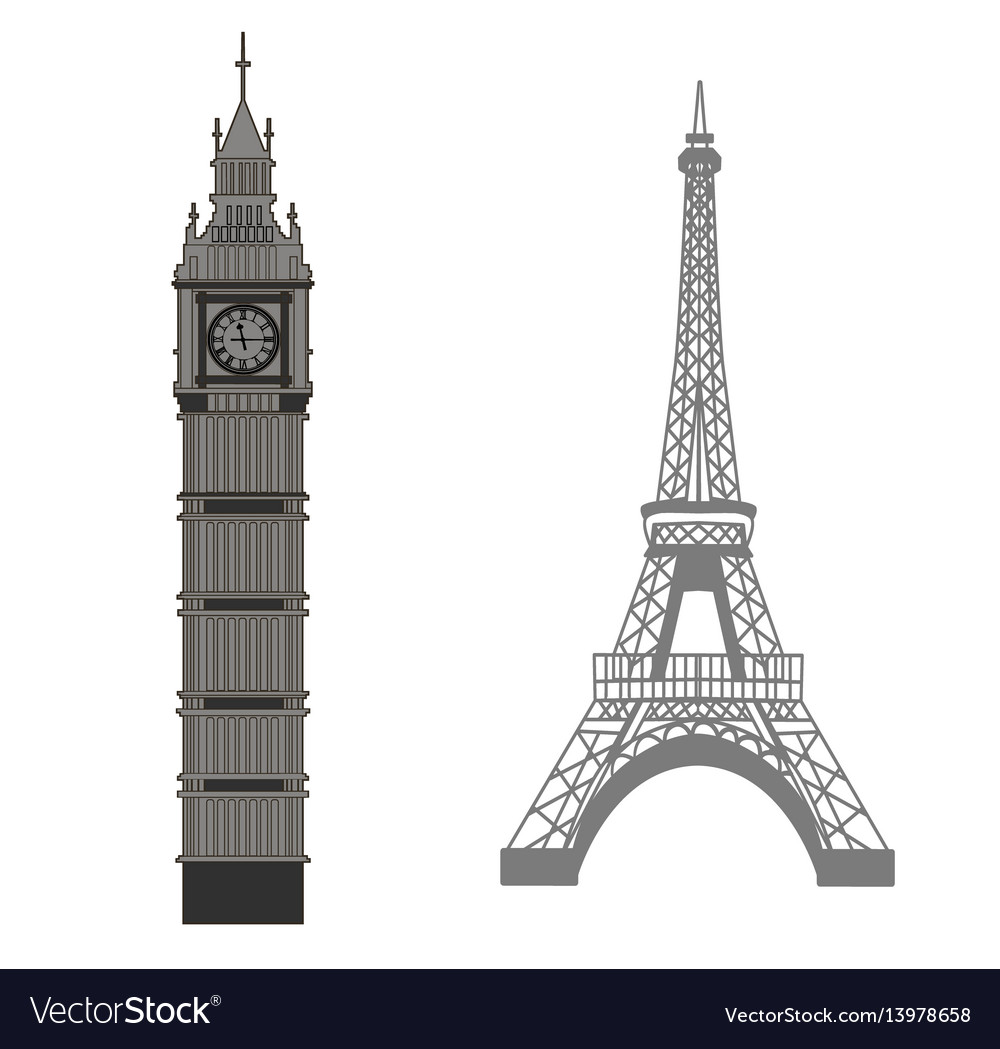 Big Ben And Eiffel Tower Royalty Free Vector Image