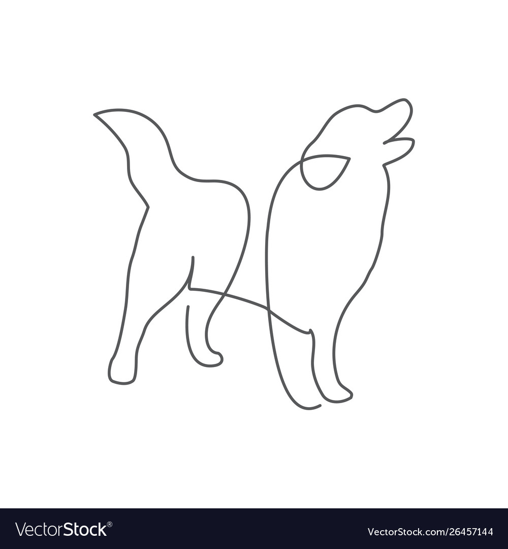 Dog One Line Drawing On White Royalty Free Vector Image