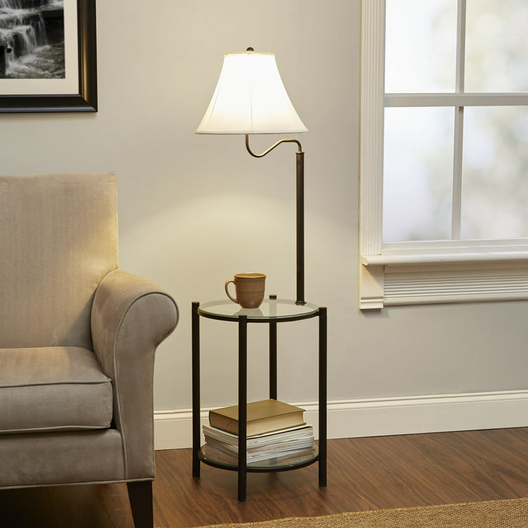 Mainstays Glass End Table Floor Lamp, Matte Black, Cfl Bulb Included -  Walmart.Com