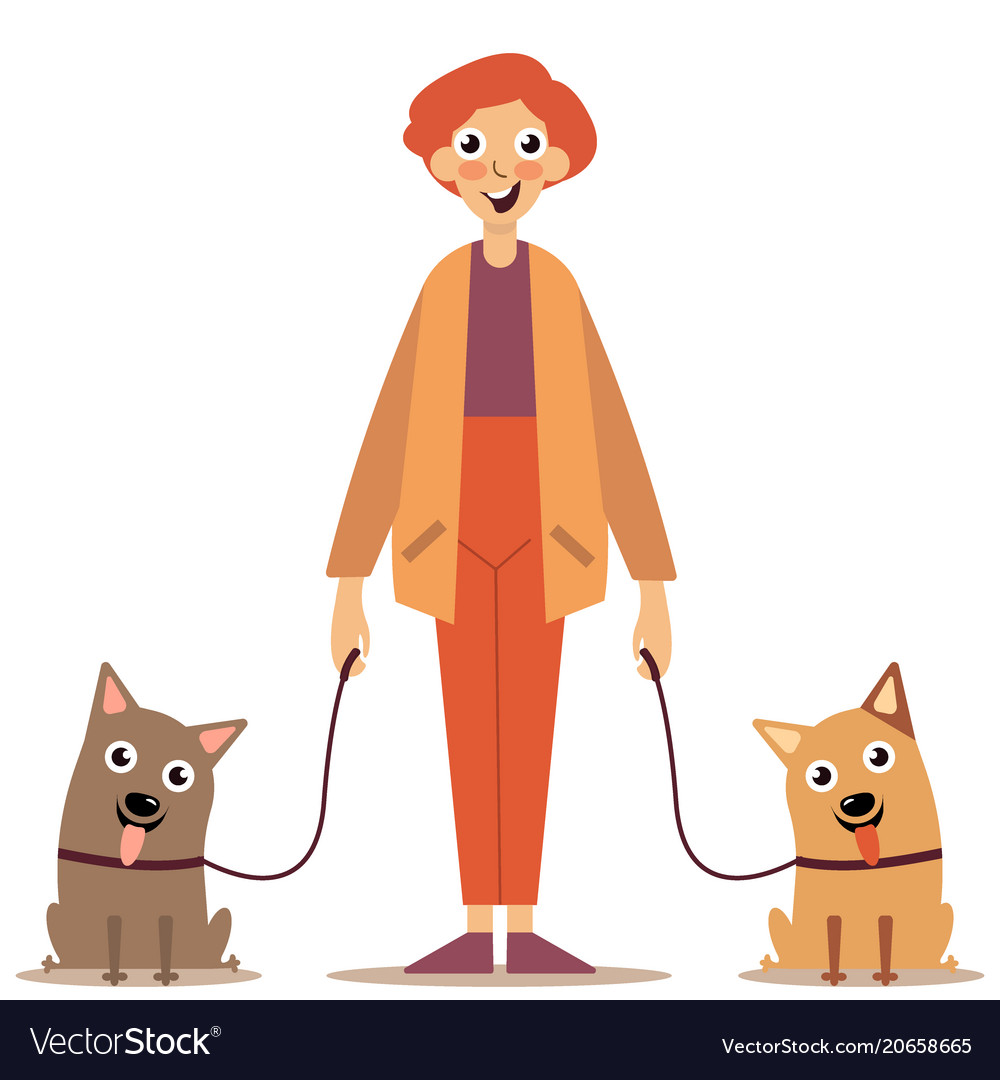 Man With Dogs On A Leash Royalty Free Vector Image