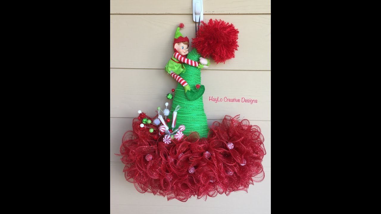 Diy Dollar Tree Witch Hat Made Into An Elf Hat Tutorial Facebook Live  Replay Wreath Tutorial - Youtube