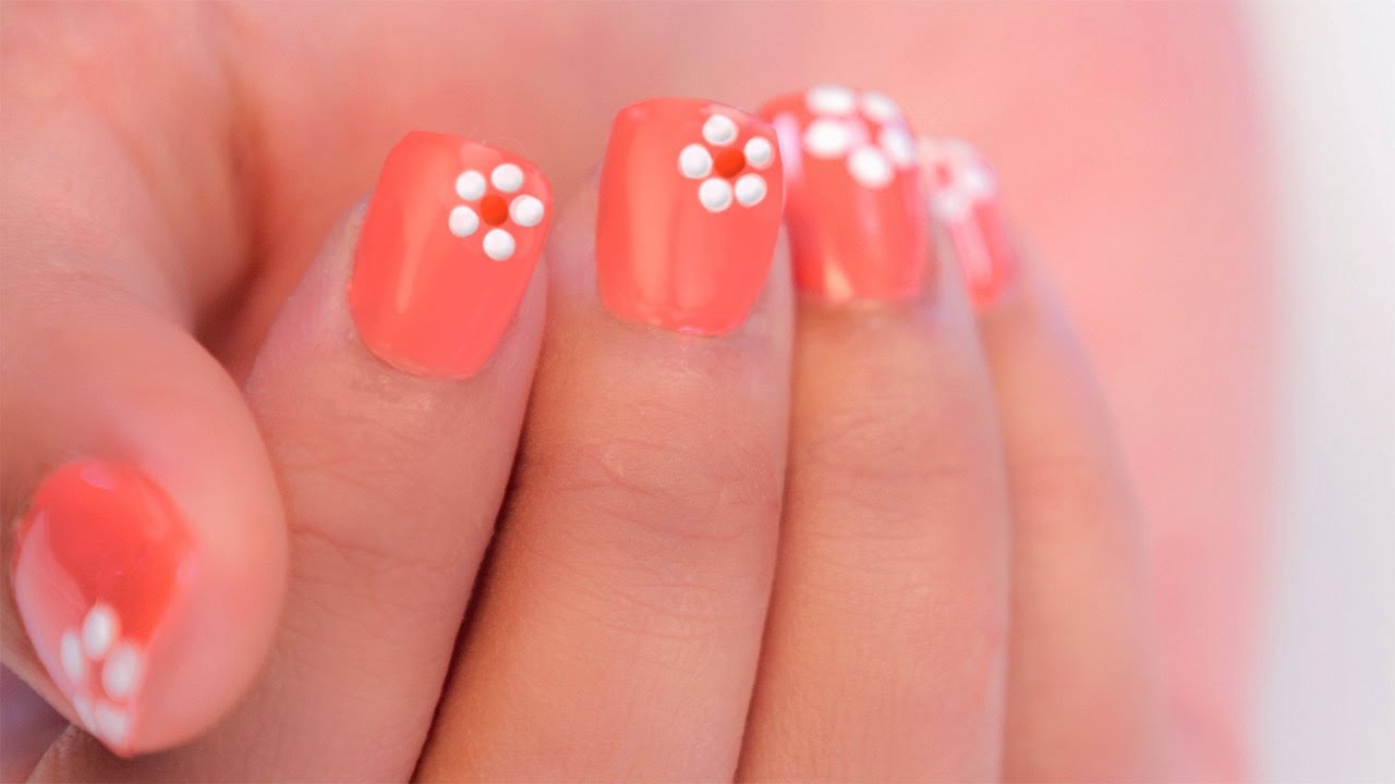 Easy Flower Nail Art For Beginners - Youtube