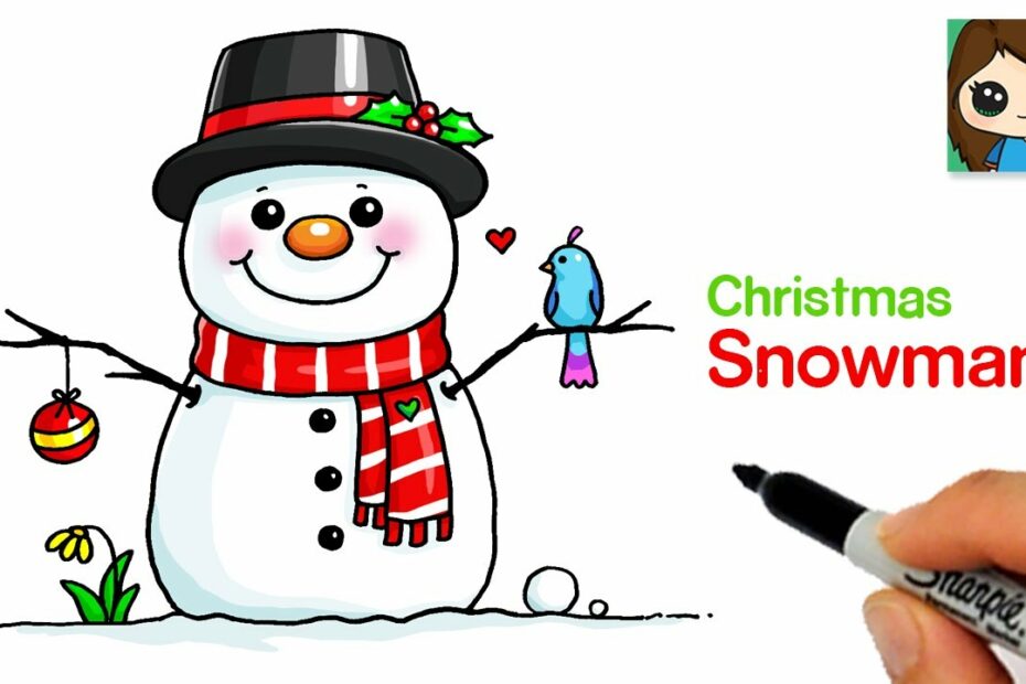 How To Draw A Snowman Easy 🎄Cute Christmas Art - Youtube