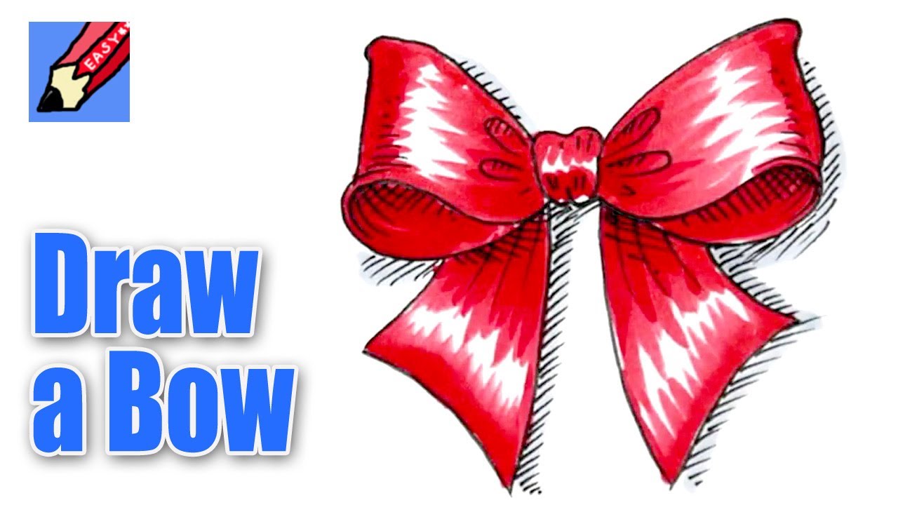 How To Draw A Christmas Bow - Youtube