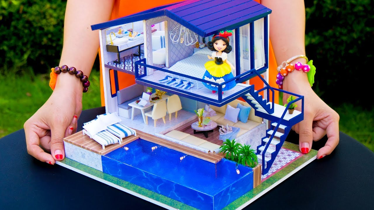 Diy Doll House With Large Pool - Youtube