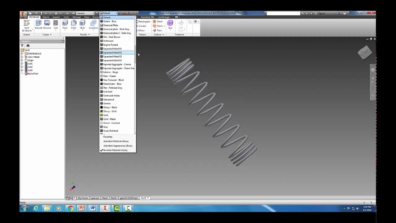 How To Make A Spring In Inventor