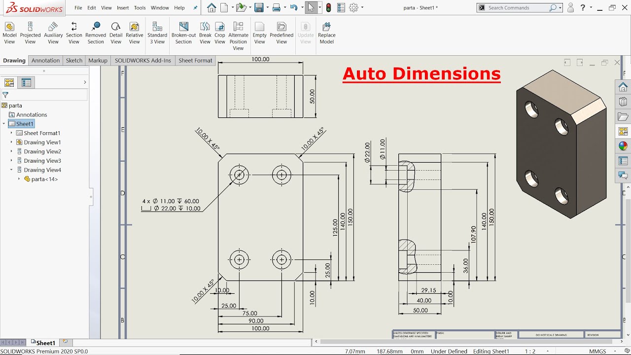 How To Dimension Solidworks Drawings