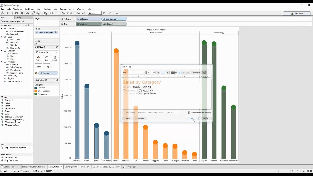 Tableau Tooltip Not Showing